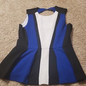 Flared Blue, Black, White Top